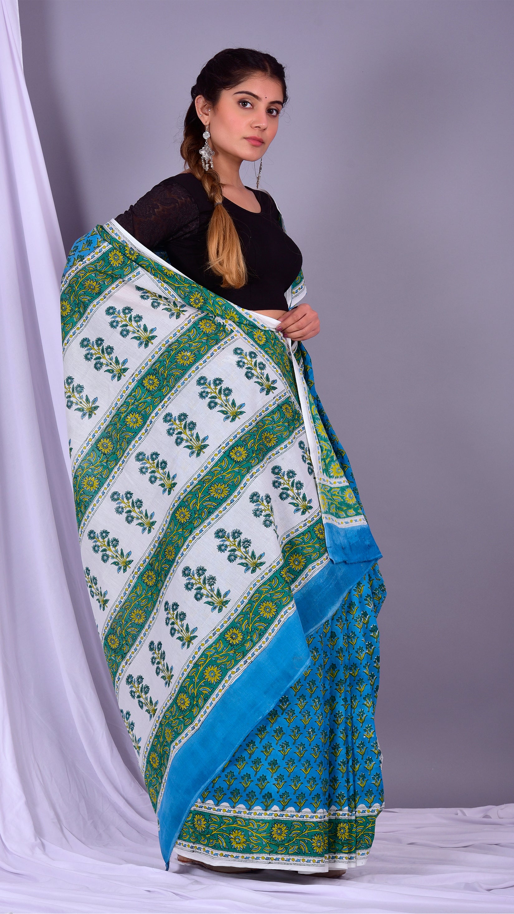 Shop Hand Block Print saree online (PMS10)