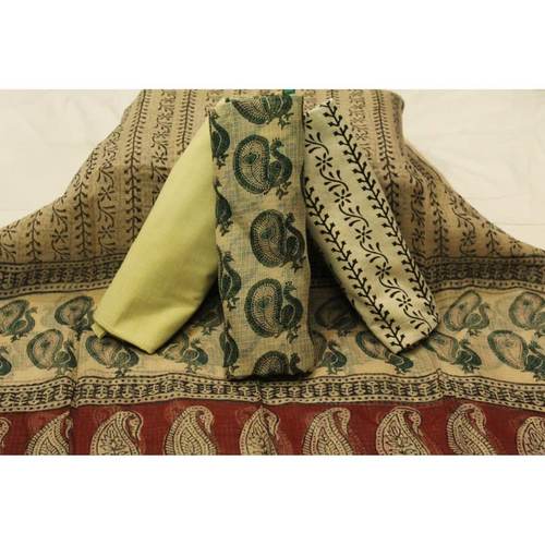 Shalvi Hand Block Printed Premium Kota Doriya 4 piece Suit Material (4PKD22) - ShalviFashion