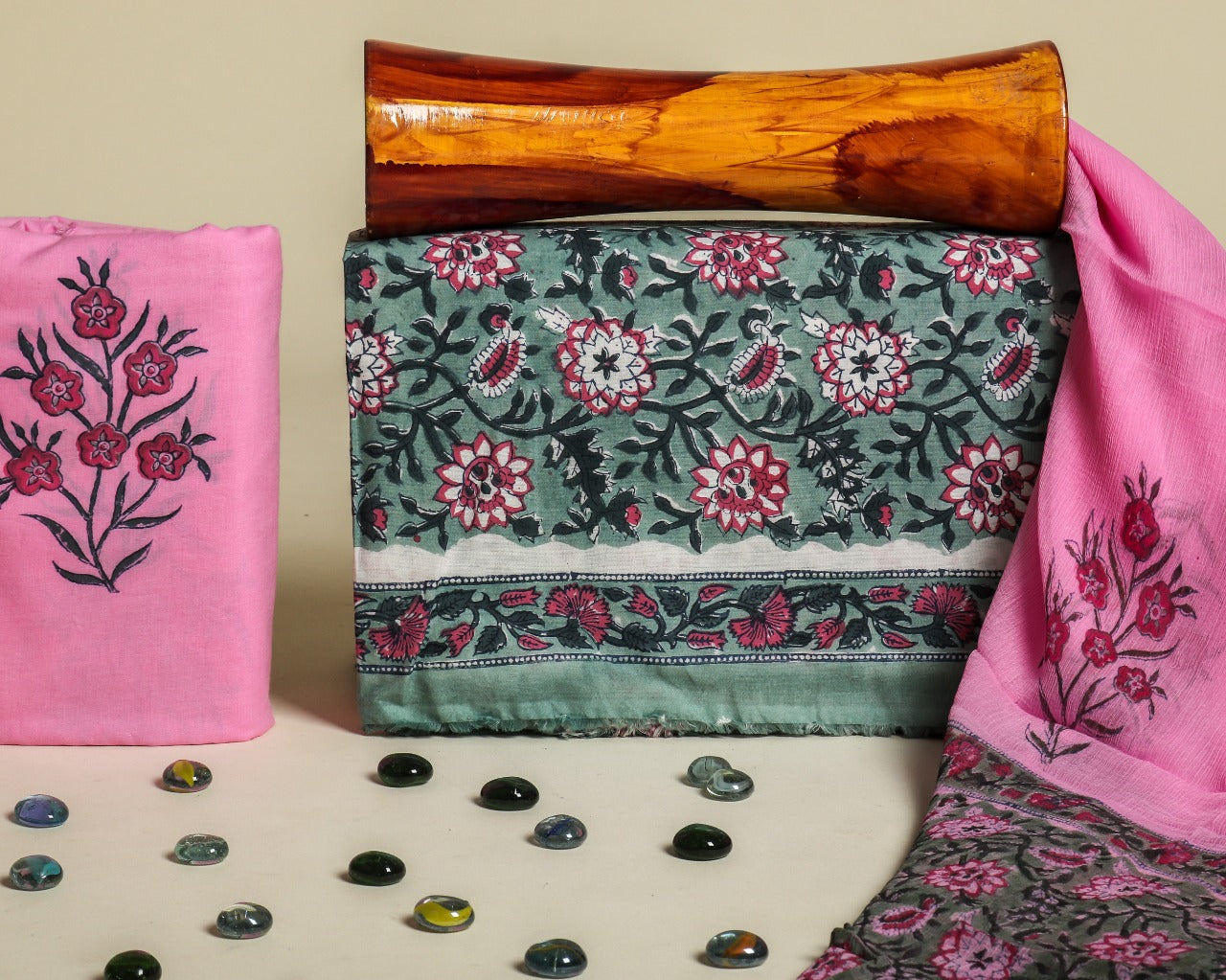 shop cotton suit with chiffon dupatta