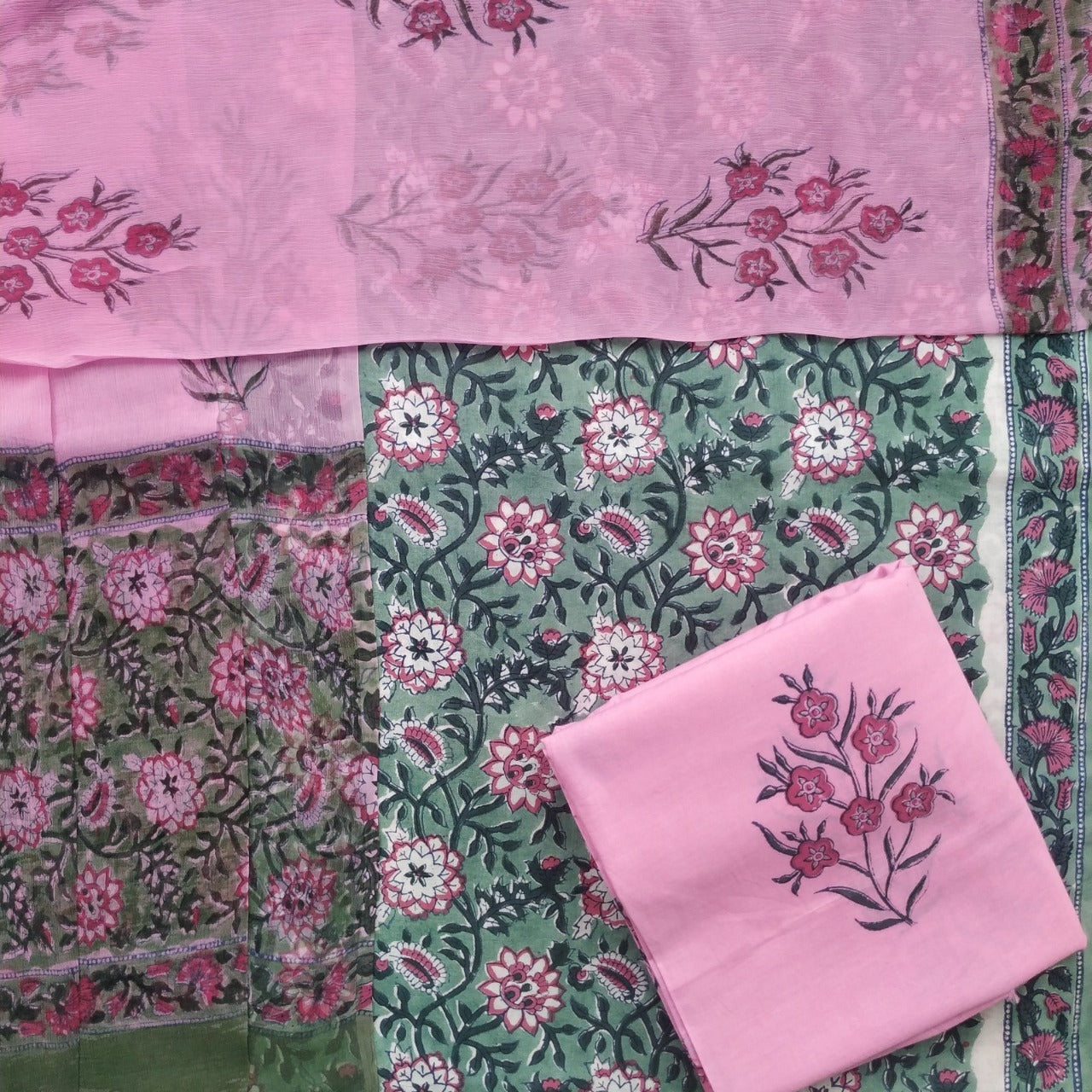 shop cotton suit with chiffon dupatta