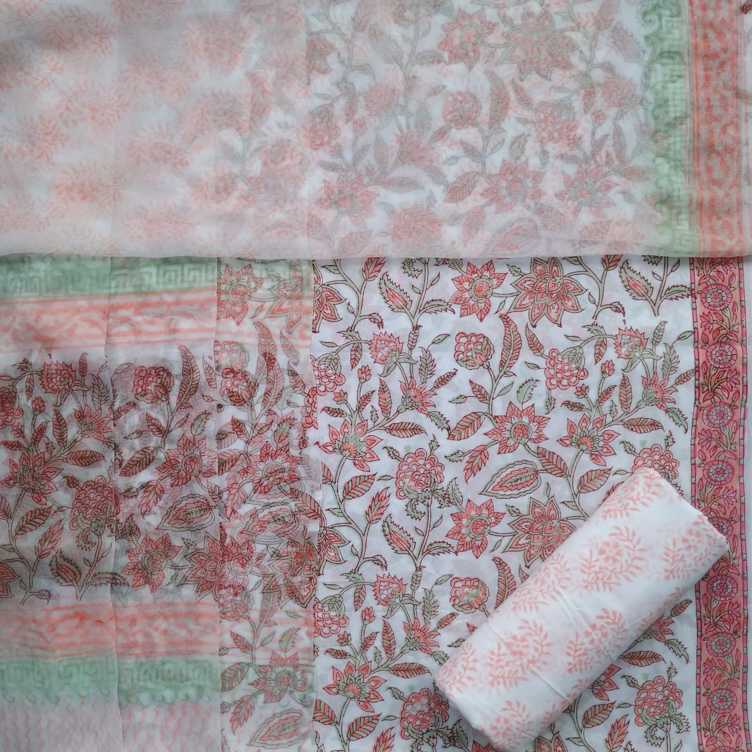 Shop unstitched cotton suit sets with chiffon dupatta (RCHF91)