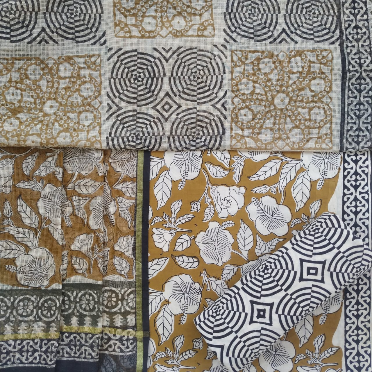 Shop Unstitched Pure Cotton Suit Material with Kota Doria Dupatta (RKD95)