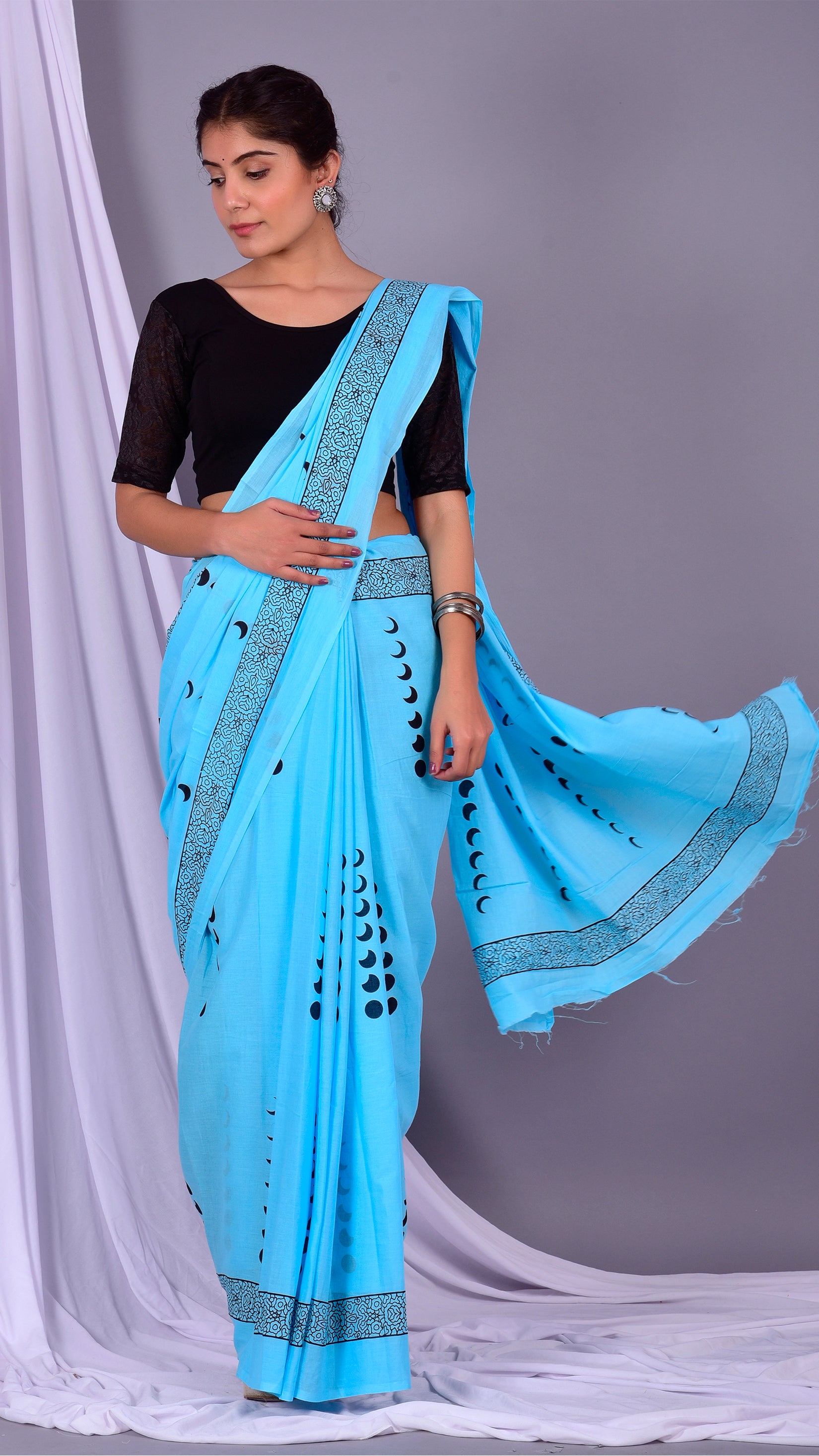 Shop Printed Pure Cotton Sarees (RMULSAR25)