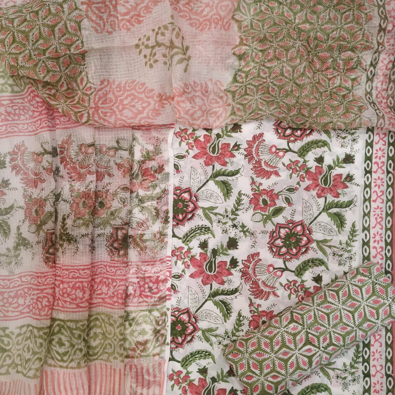 Shop Hand Block Print Pure Cotton Suits online with Kota Doria Dupatta (T3CKD148)