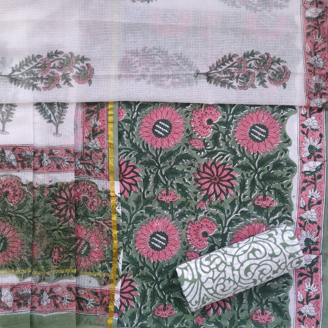 Shop Hand Block Print Pure Cotton Suits online with Kota Doria Dupatta (T3CKD266)