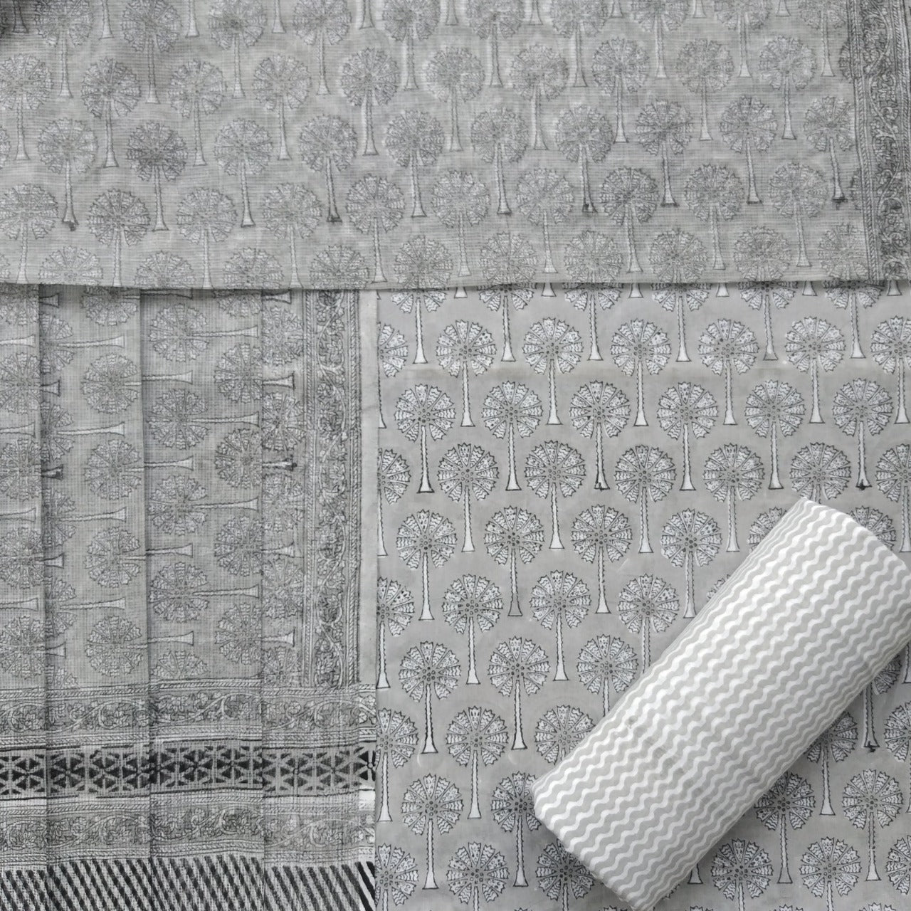 shop cotton suit with kota doria dupatta block print suit