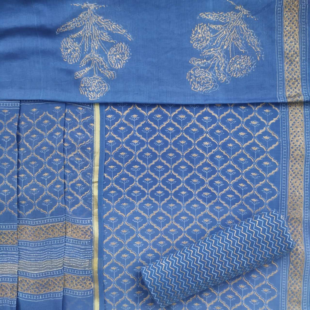 shop chanderi silk suit set (TCHA391)