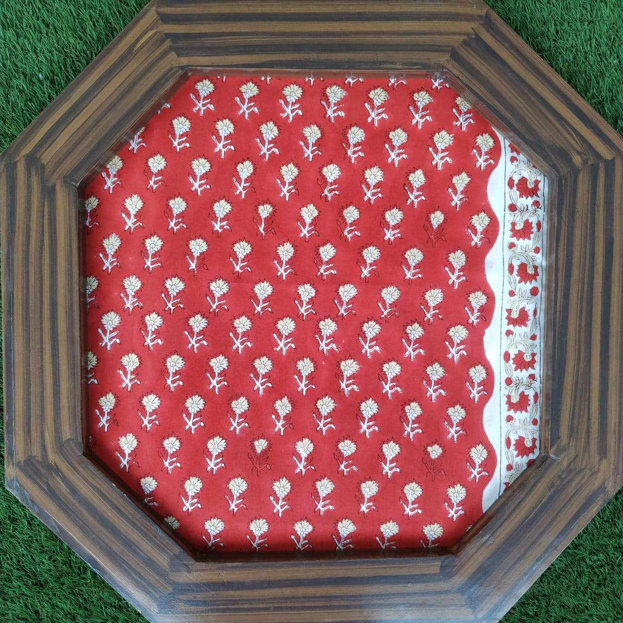 Shop Unstitched Hand Block Print Pure Cotton Suits with Organza Dupatta (TORG89)