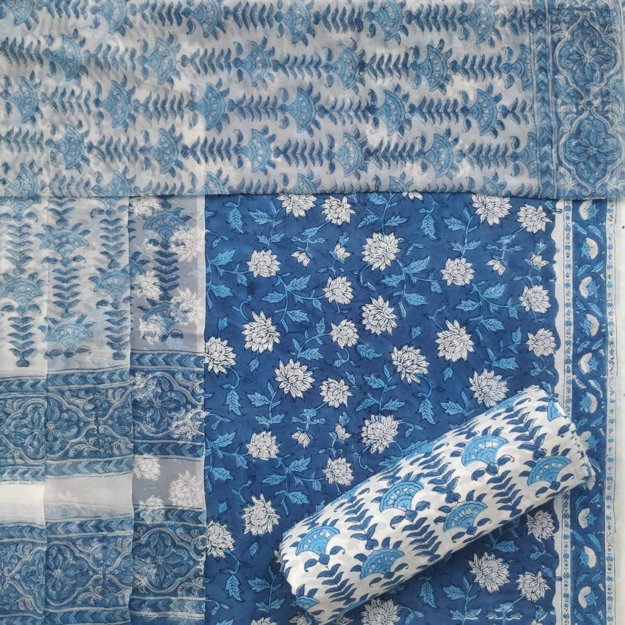 Shop Unstitched Hand Block Print Pure Cotton Chiffon Dupatta Suits (TPCHF127)