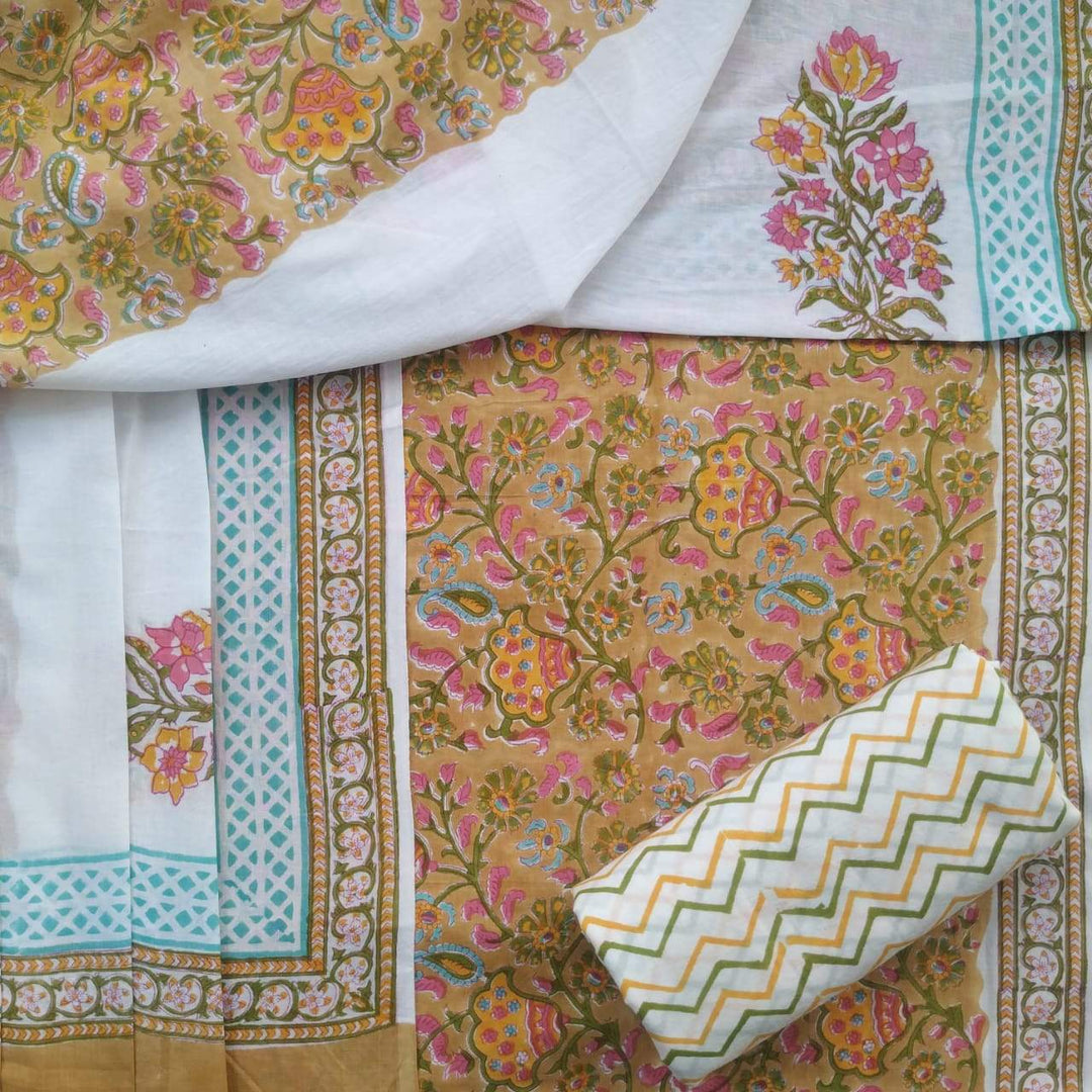 shop hand block print pure cotton suits with mulmul dupatta