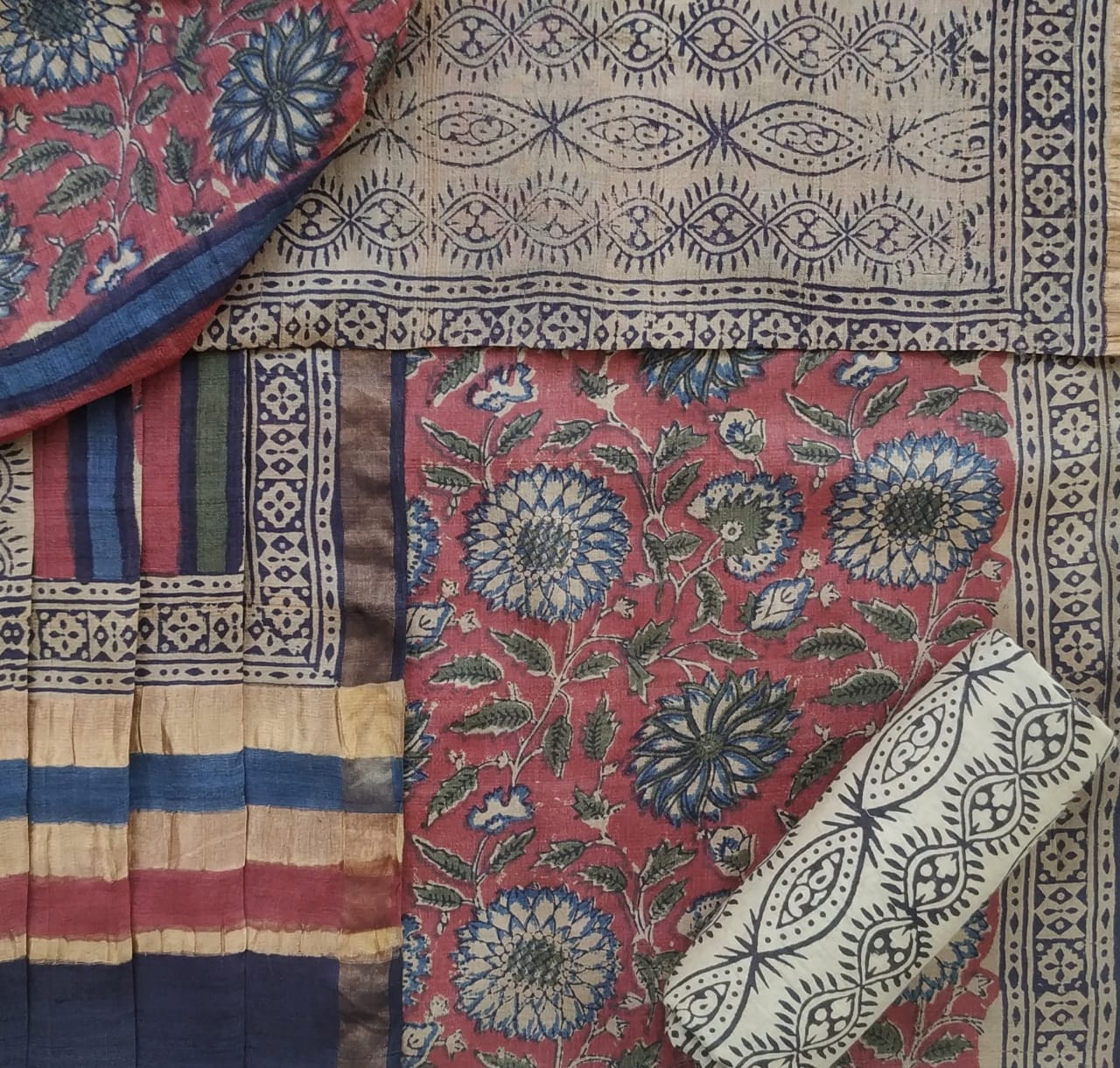 Shop unstitched tussar silk suit sets (TUS07)