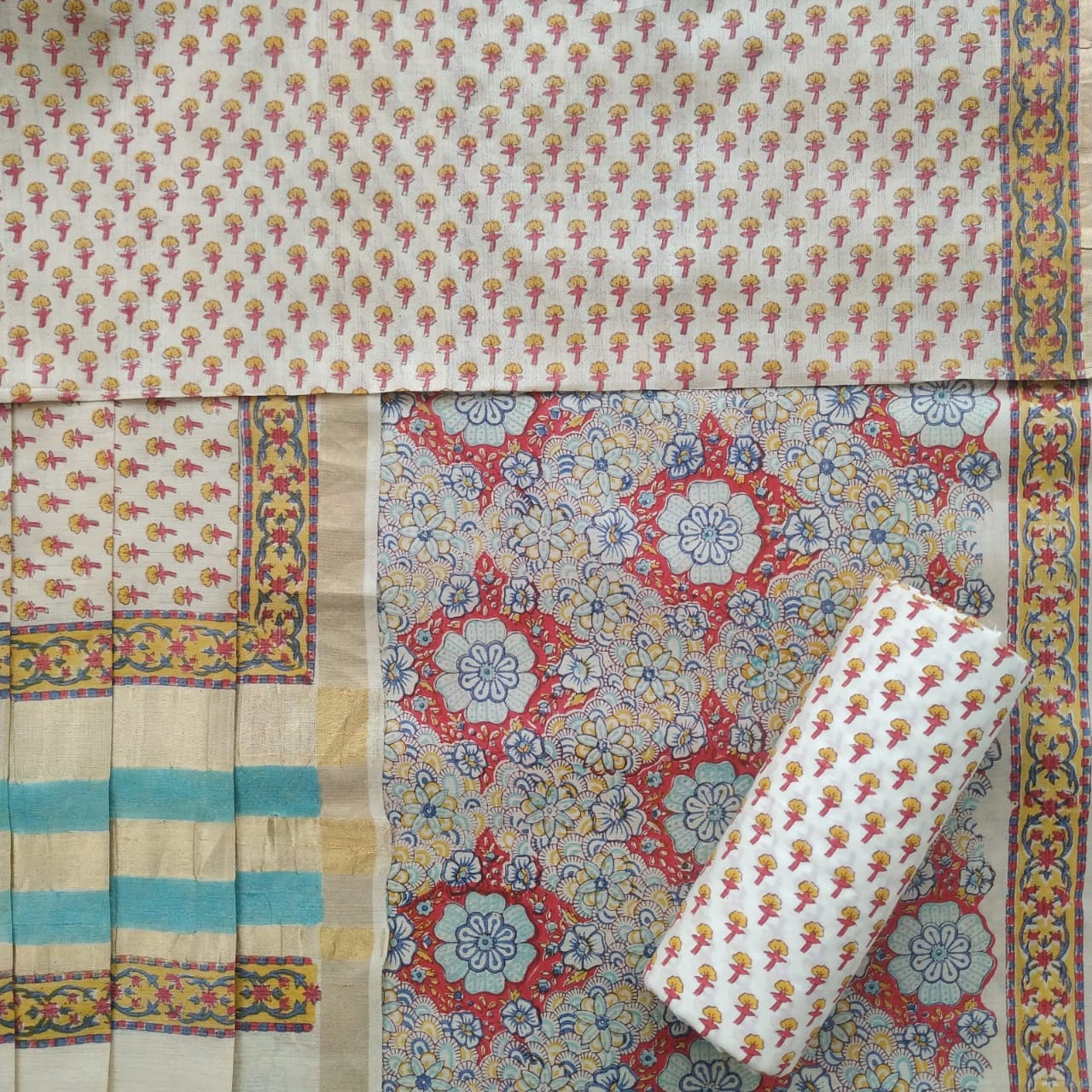 Shop unstitched tussar silk suits online (TUS13)