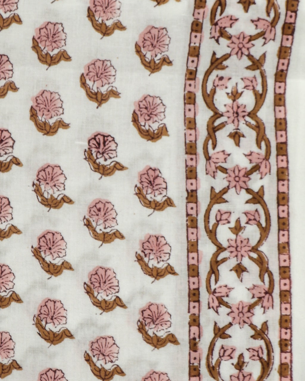 shop unstitched hand block print cotton suit with organza dupatta