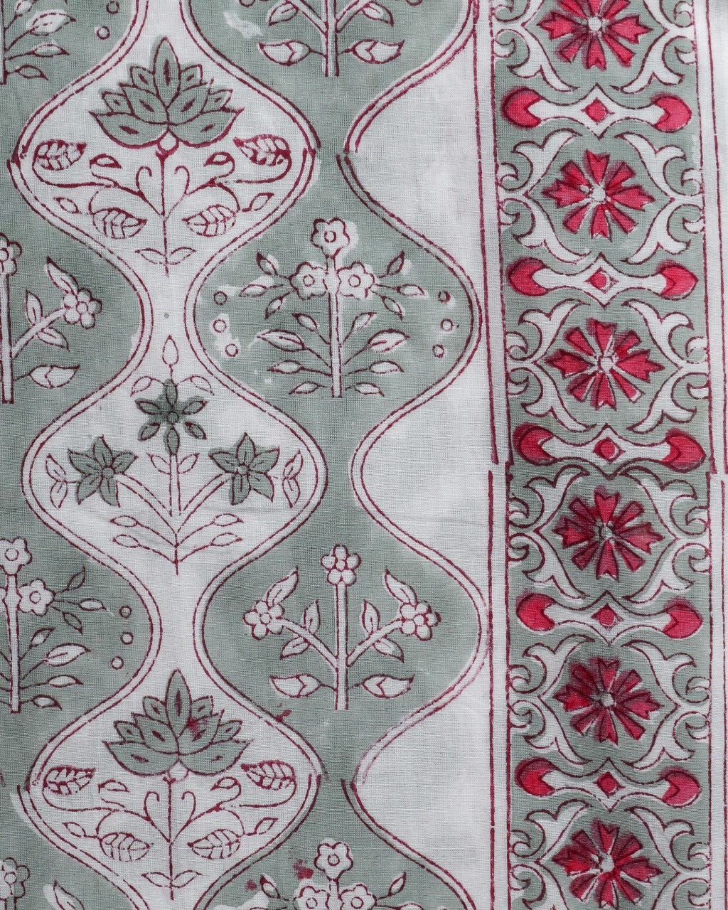 Shop Unstitched Hand Block Print Pure Cotton Suits with Mulmul Dupatta (PRMUL187)