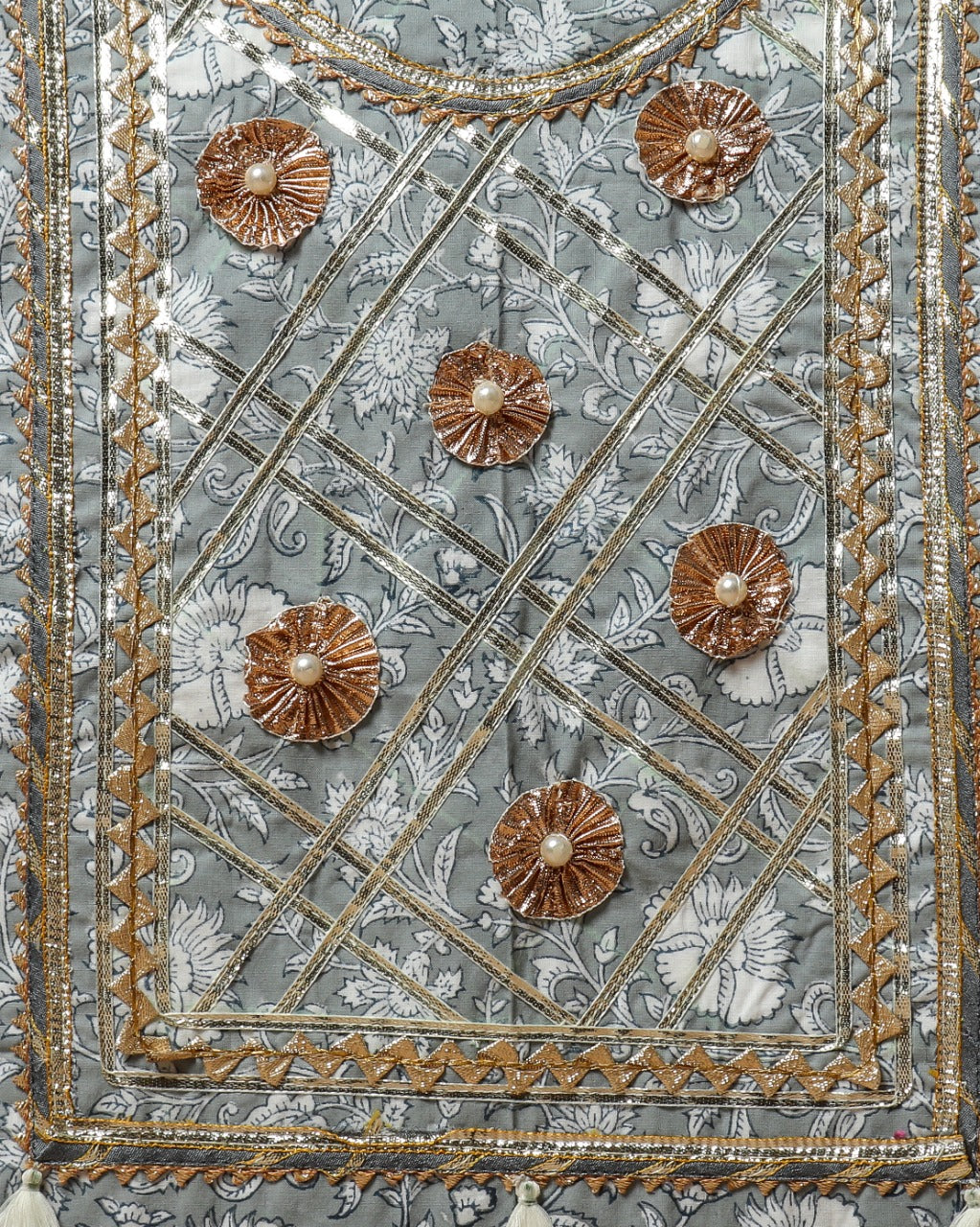 Shop gota work suits online with organza dupatta (GOTA271)