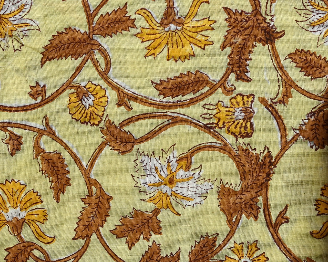 Exclusive Hand Block Floral Jaal Print Pure Cotton Suit material with Mulmul Dupatta (PRMUL112)