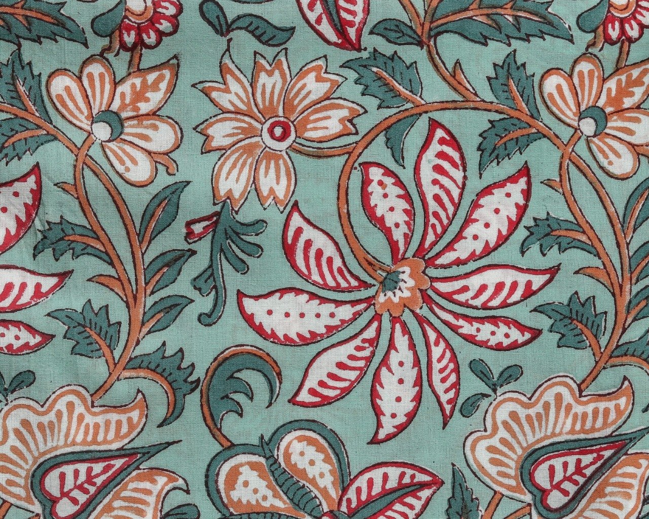 Shop Unstitched Hand Block Print Pure Cotton Suits with Mulmul Dupatta (TPRMUL147)