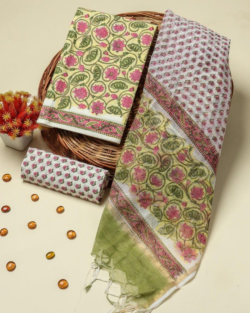 Shop unstitched block printed cotton suits kota dupatta in jaipur (3CKD103)