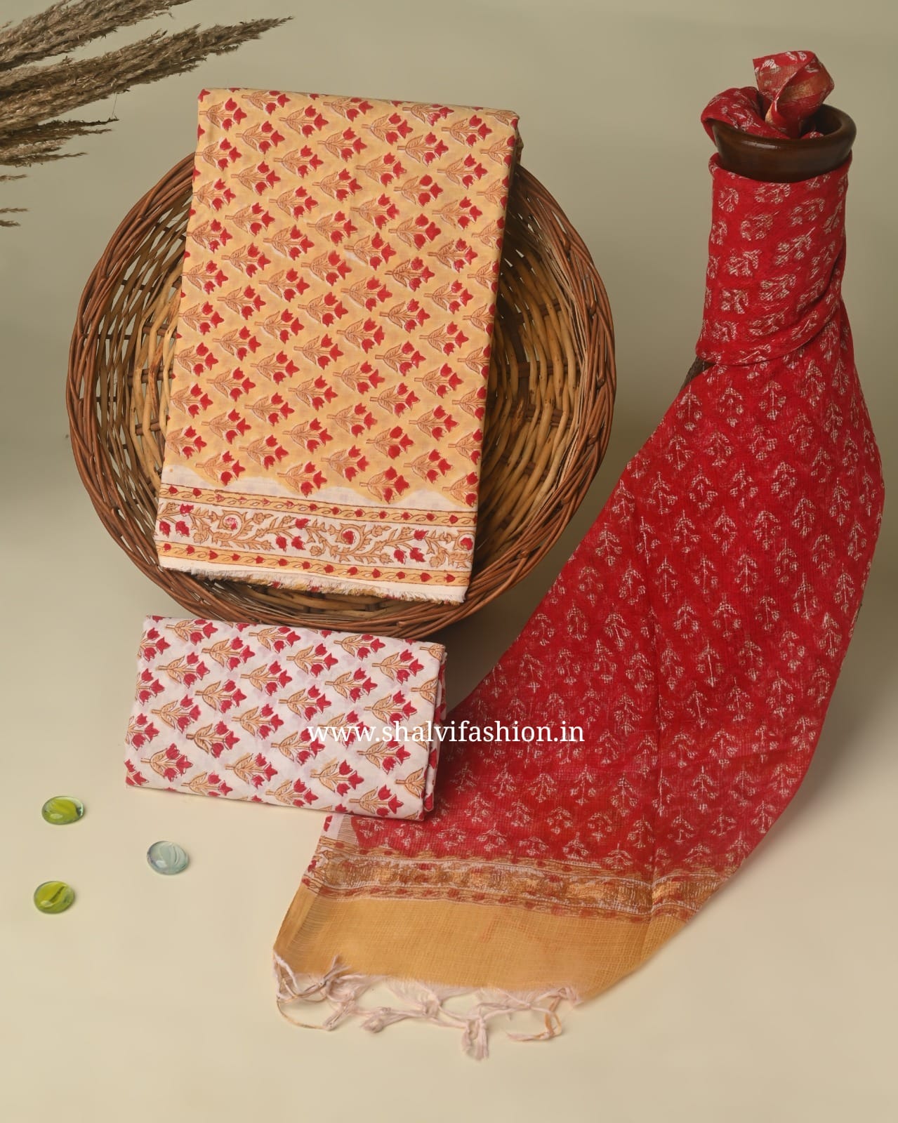 Shop jaipuri printed cotton suits with kota dupatta (3CKD229)