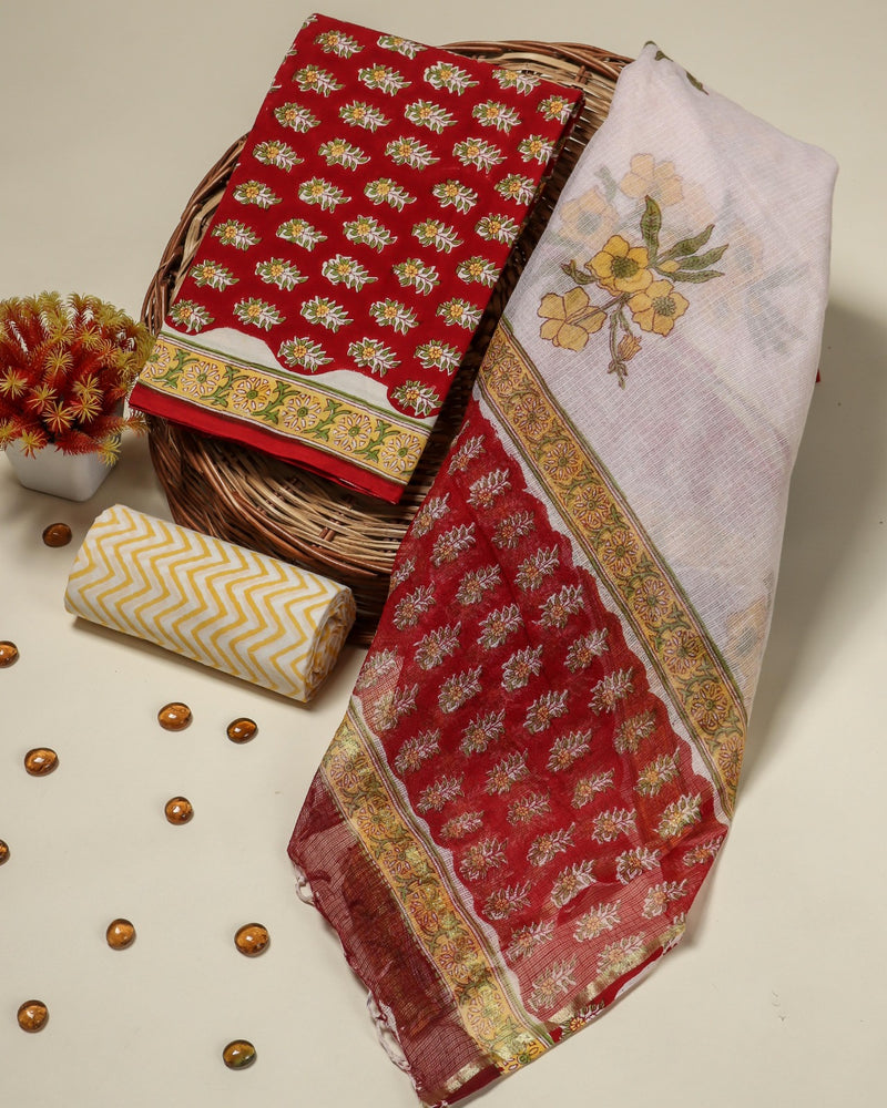 Shop unstitched cotton suit sets with kota doria dupatta in jaipur (3CKD28)