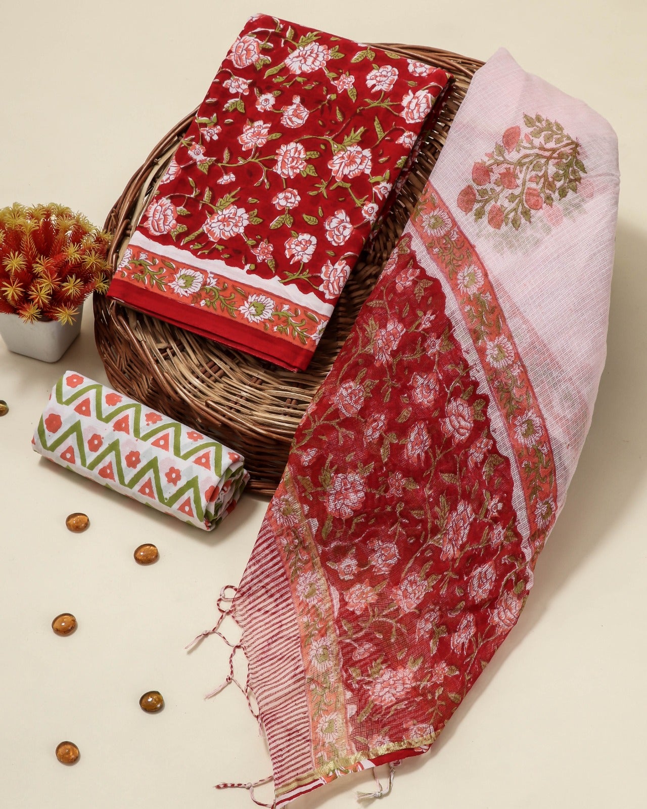 Shop unstitched kota dupatta cotton suits in jaipur (3CKD43)