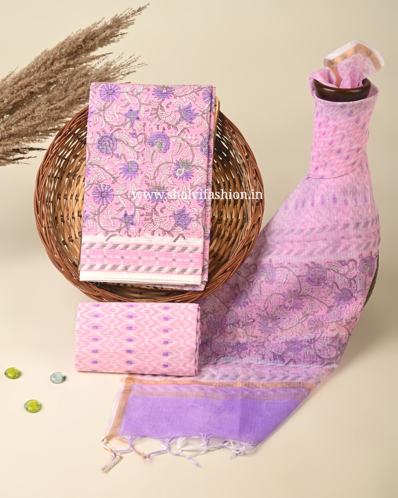 Shop block print kota dupatta cotton suits online (3CKD457)
