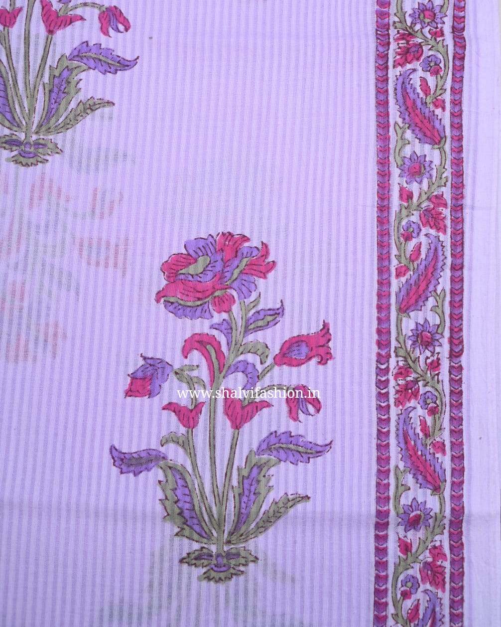 Shop unstitched block print textured line cotton suits (3CKD461)