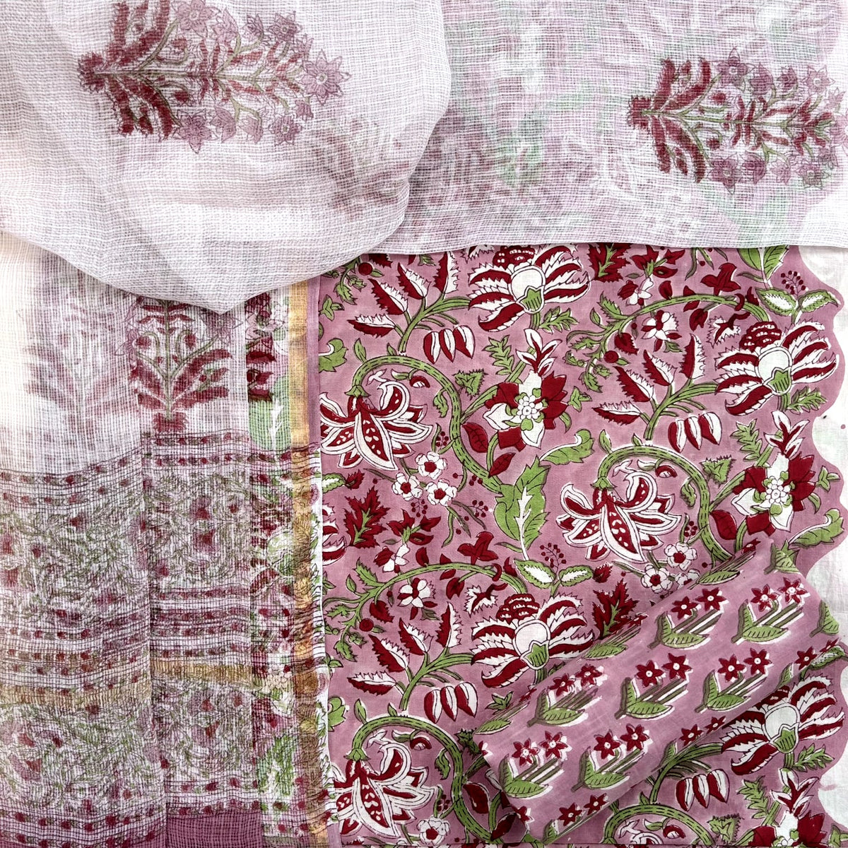 Shop cotton suit material with mulmul dupatta (3CKD586)