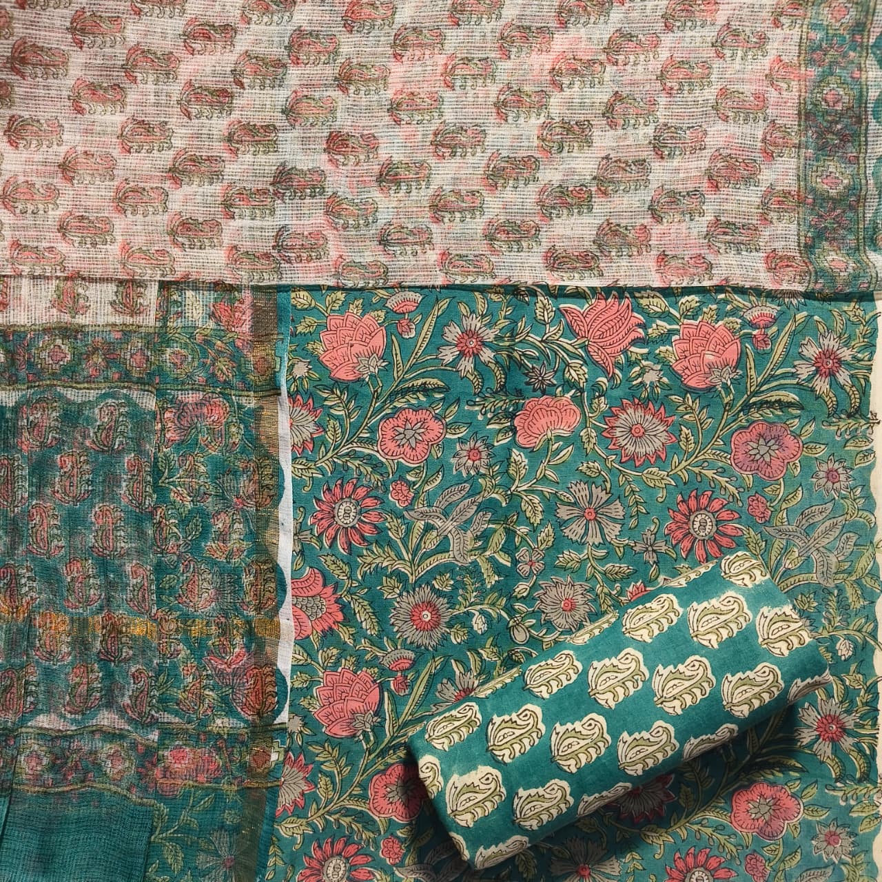 Shop kota doria dupatta cotton suits online (3CKD592)