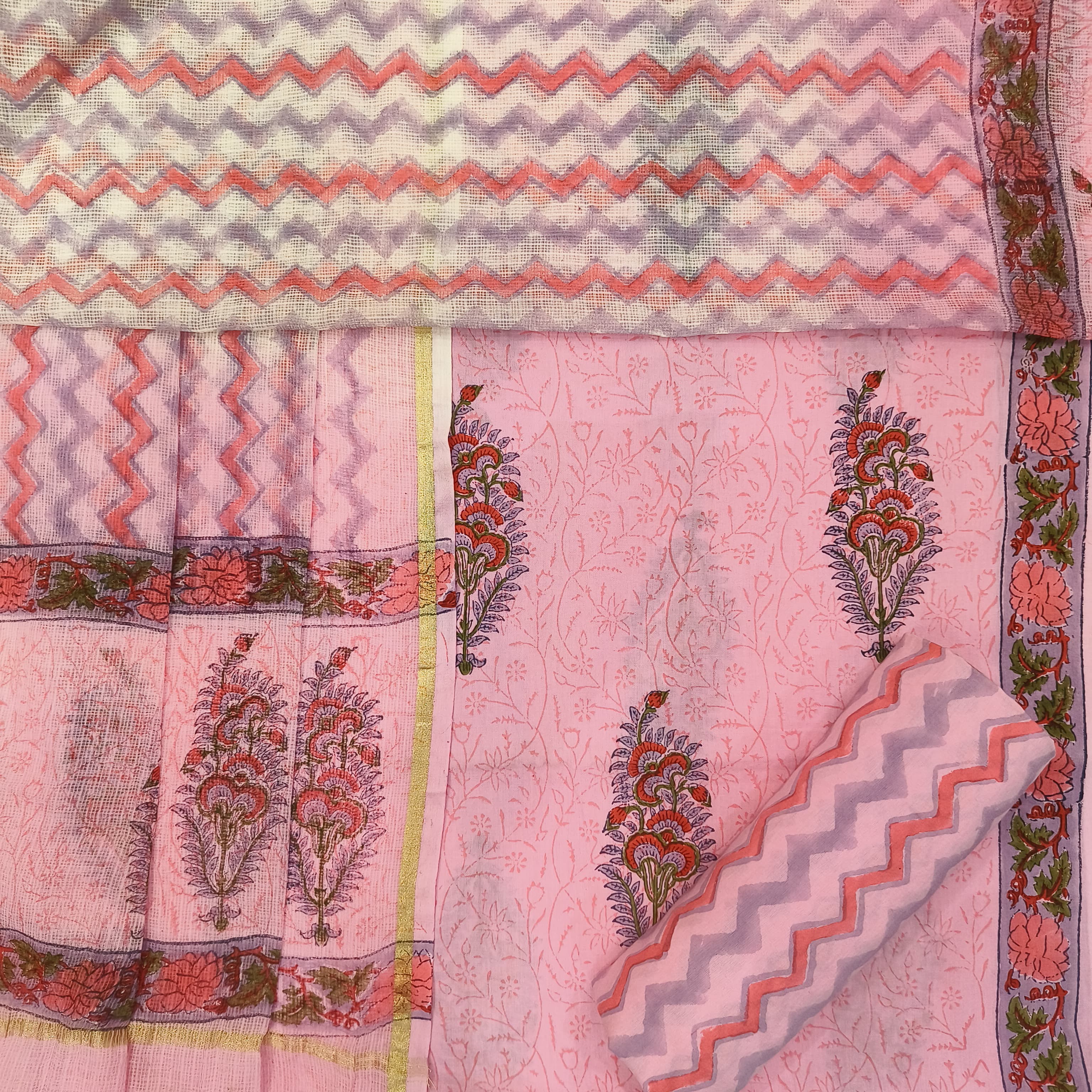 Shop unstitched cotton suit sets with kota dupatta (3CKD593)