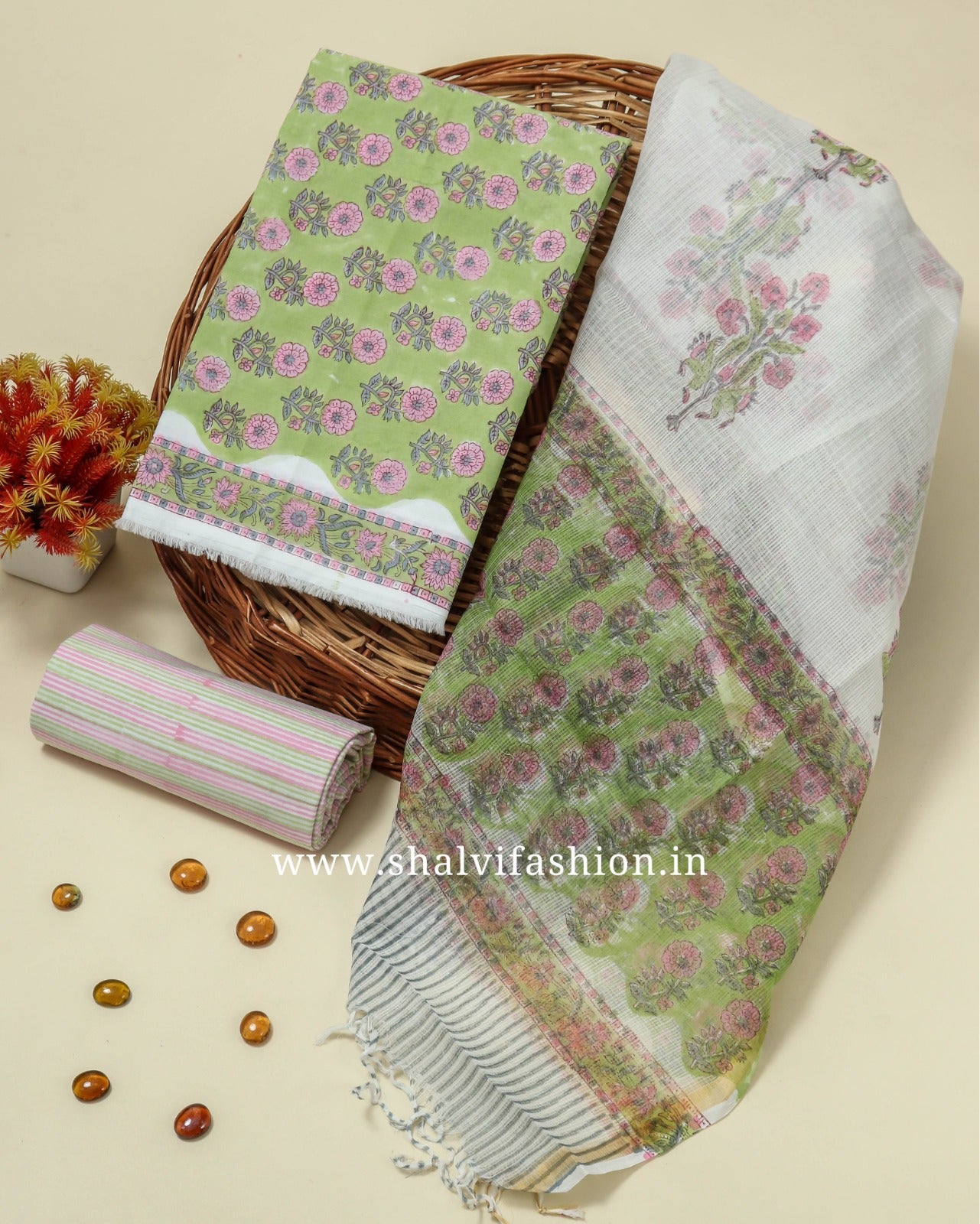 Shop unstitched kota dupatta cotton suit sets (3CKD601)