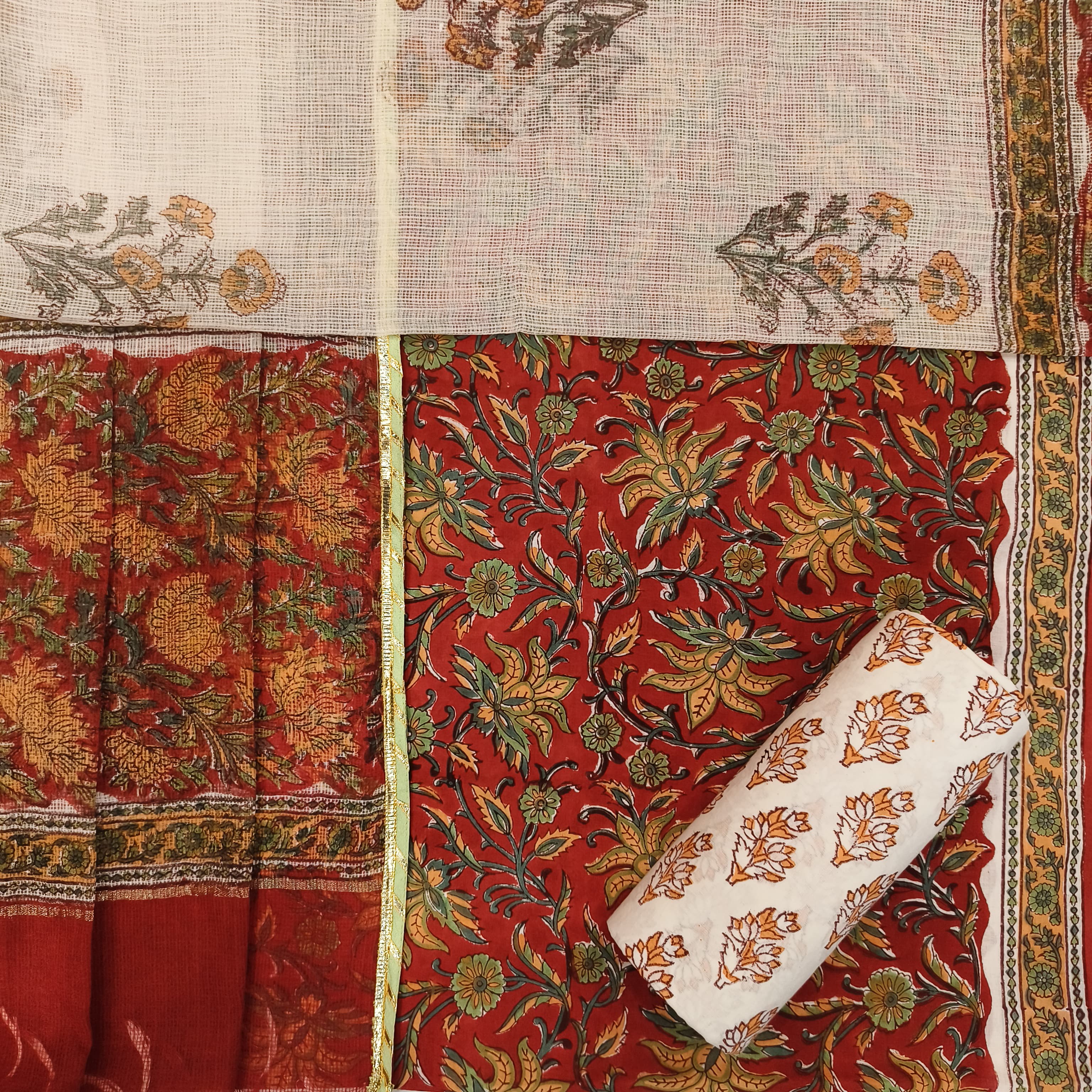 Shop cotton suit sets with kota doria dupatta online (3CKD603)