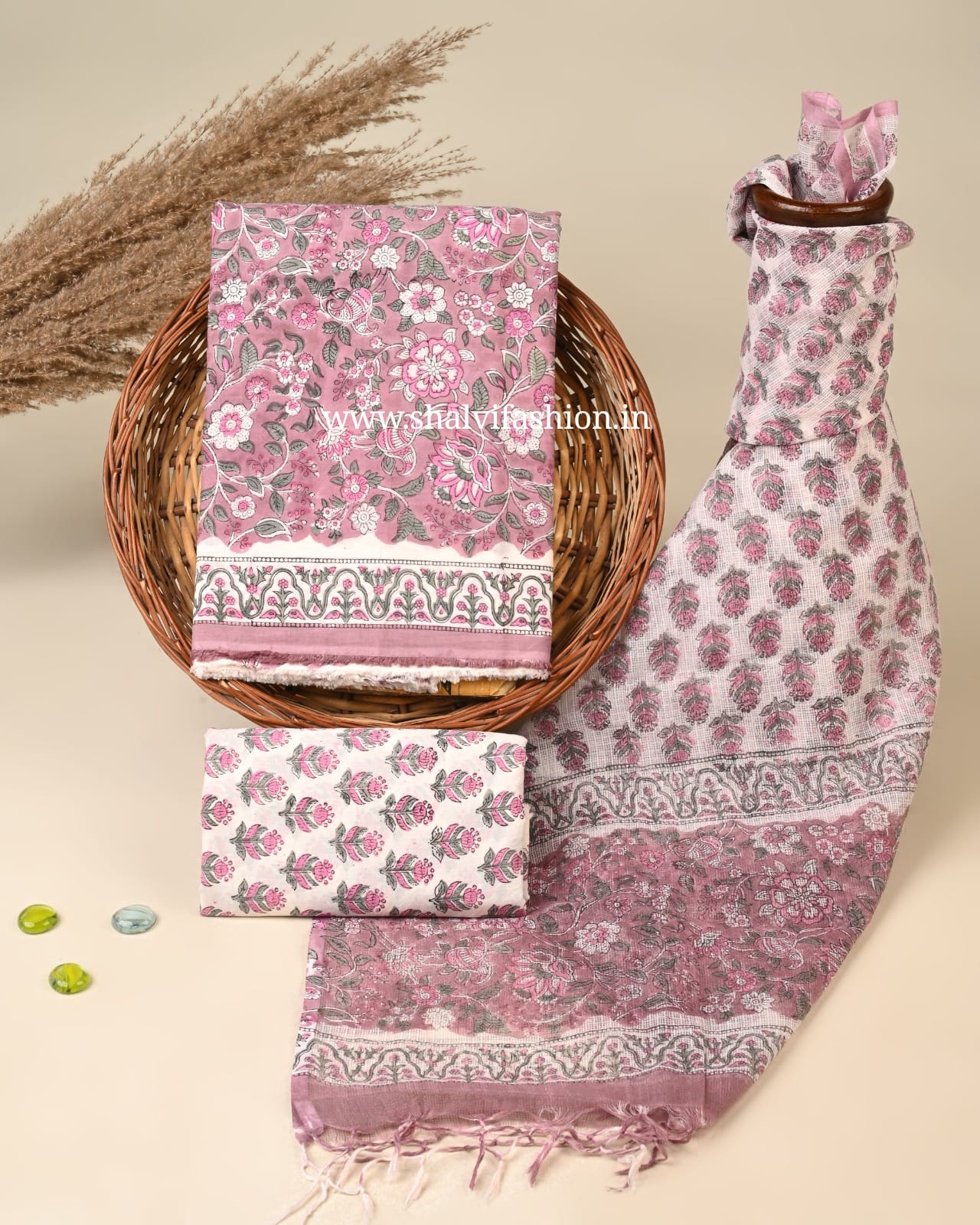 Shop block printed pure cotton suits in jaipur (3CKD819)