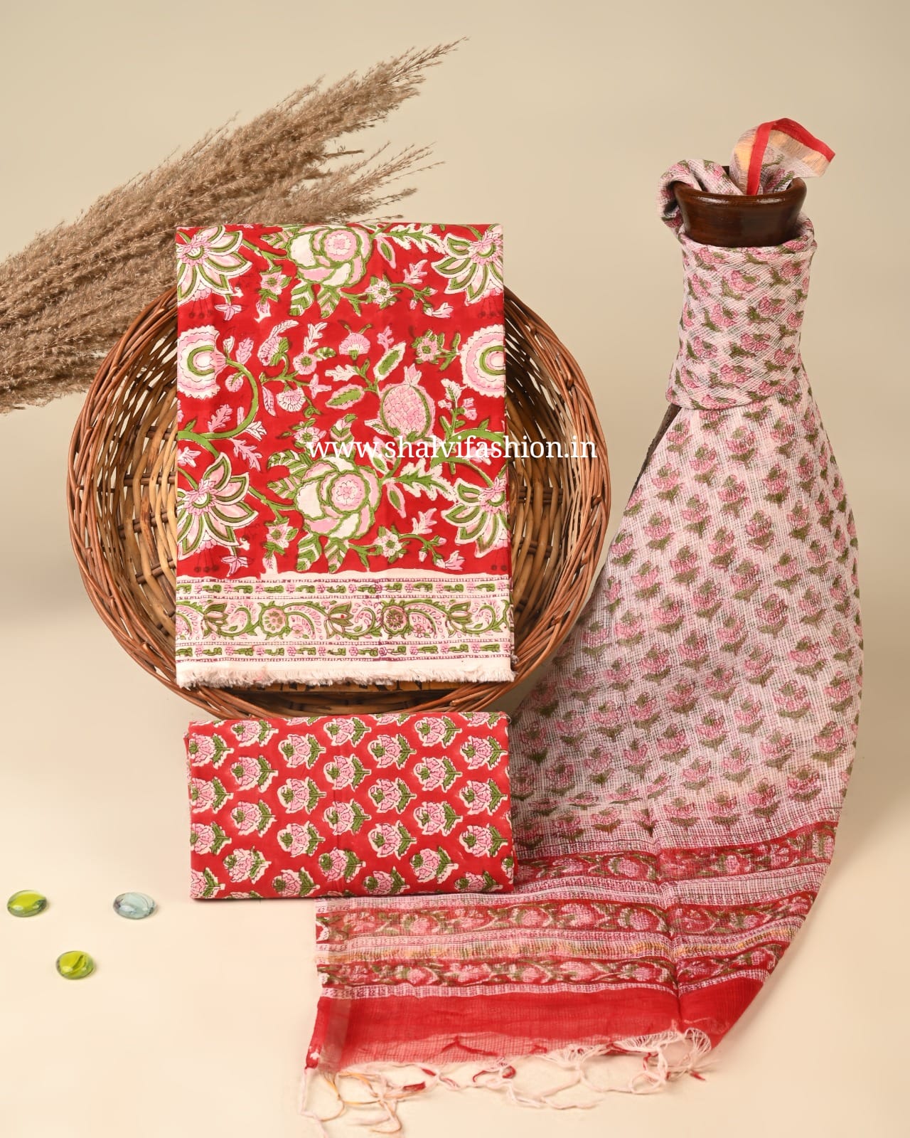 Shop hand block print pure cotton suits online (3CKD849)