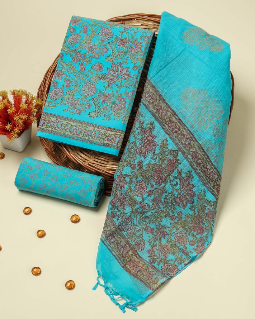 Shop jaipuri print cotton suit sets with kota dupatta(3CKD86)