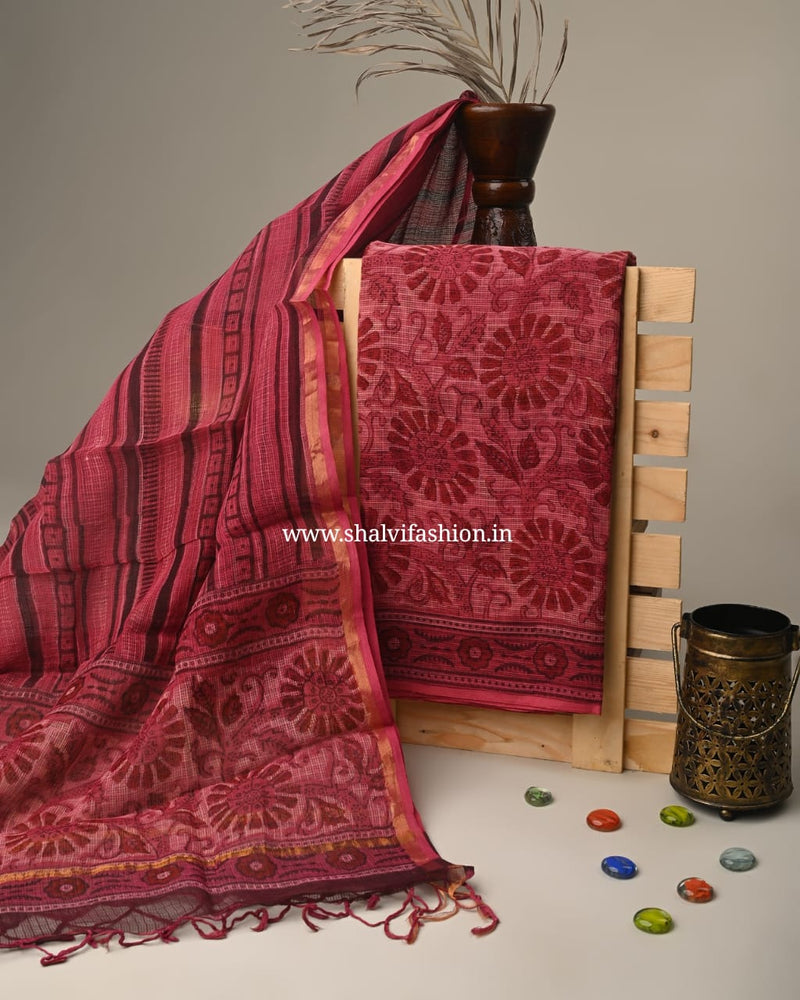 Shop ajrak block printed kota doria suits online (3KD05)