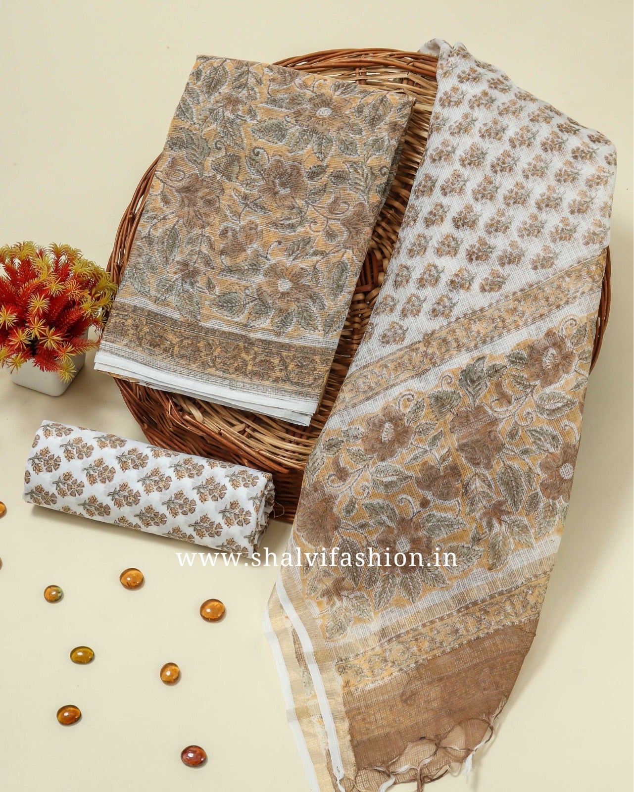 Shop hand block printed kota doria suits in jaipur (3KD122)