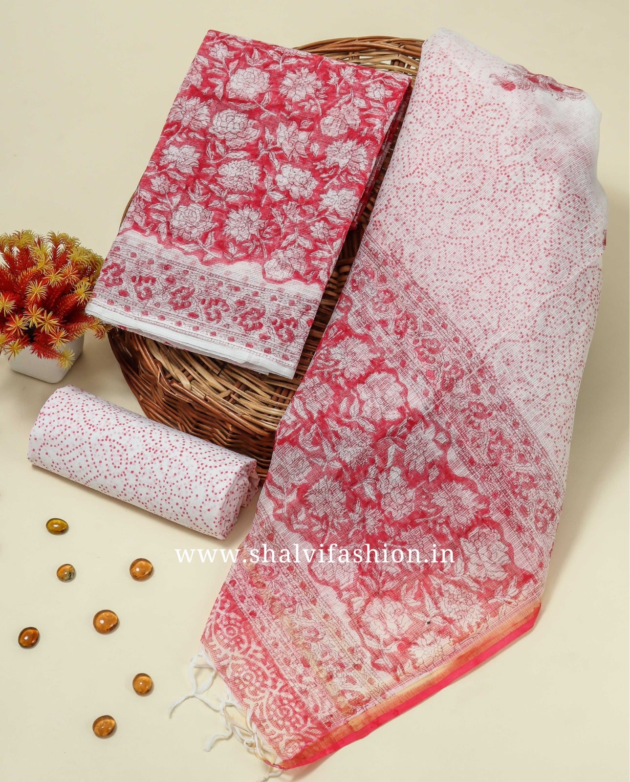 Shop unstitched block printed kota doria suits online (3KD126)