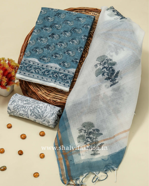 Shop traditional block print kota doria suits in jaipur (3KD133)