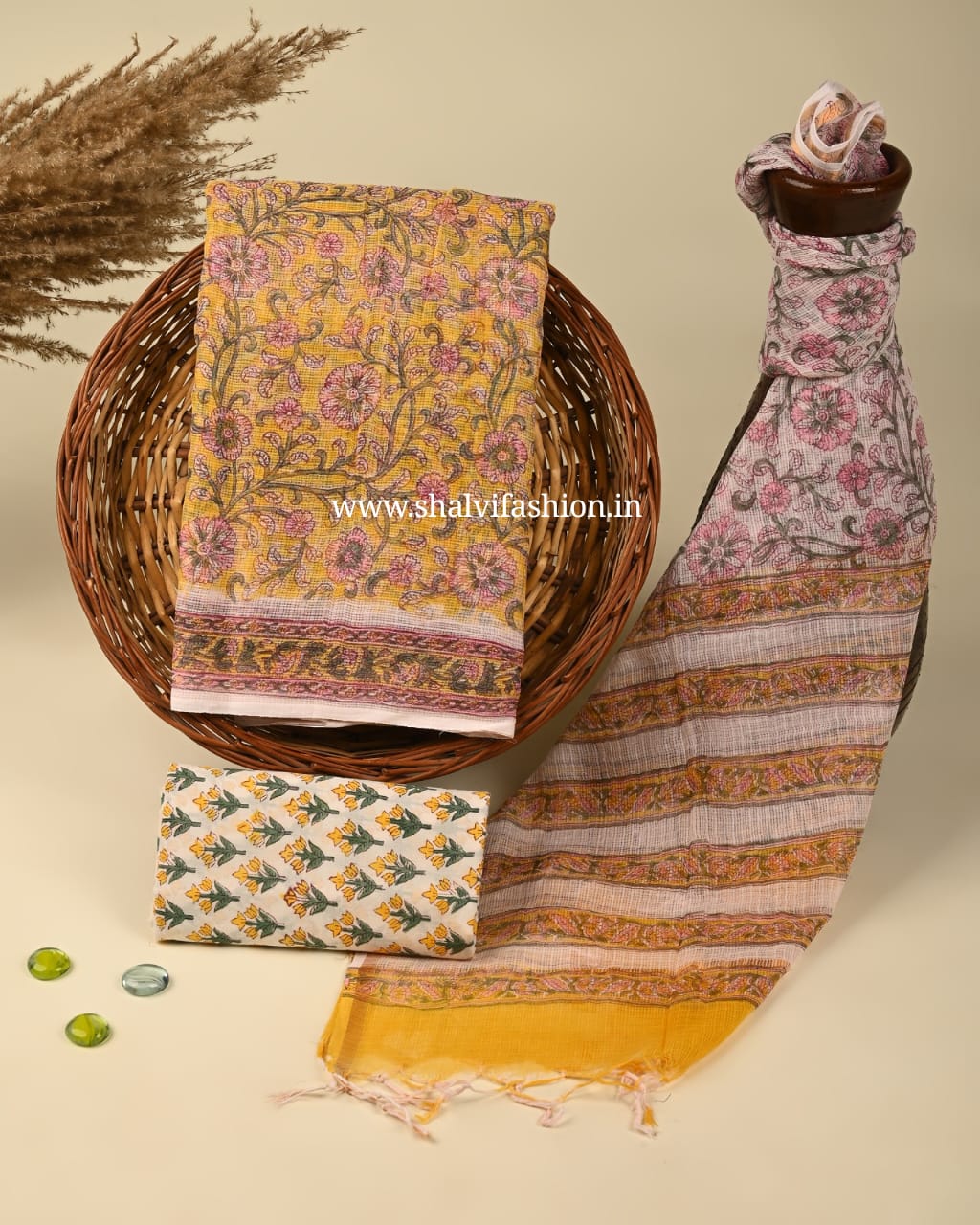 Shop hand block print kota doria suits online (3KD181)