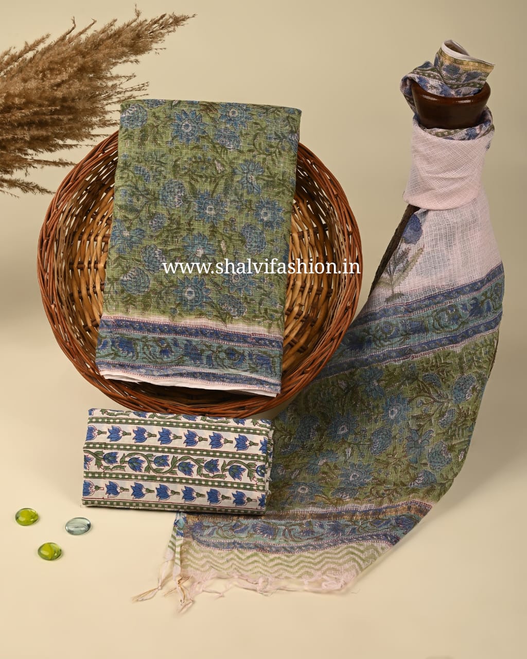 Shop hand block printed kota suits online shopping (3KD185)