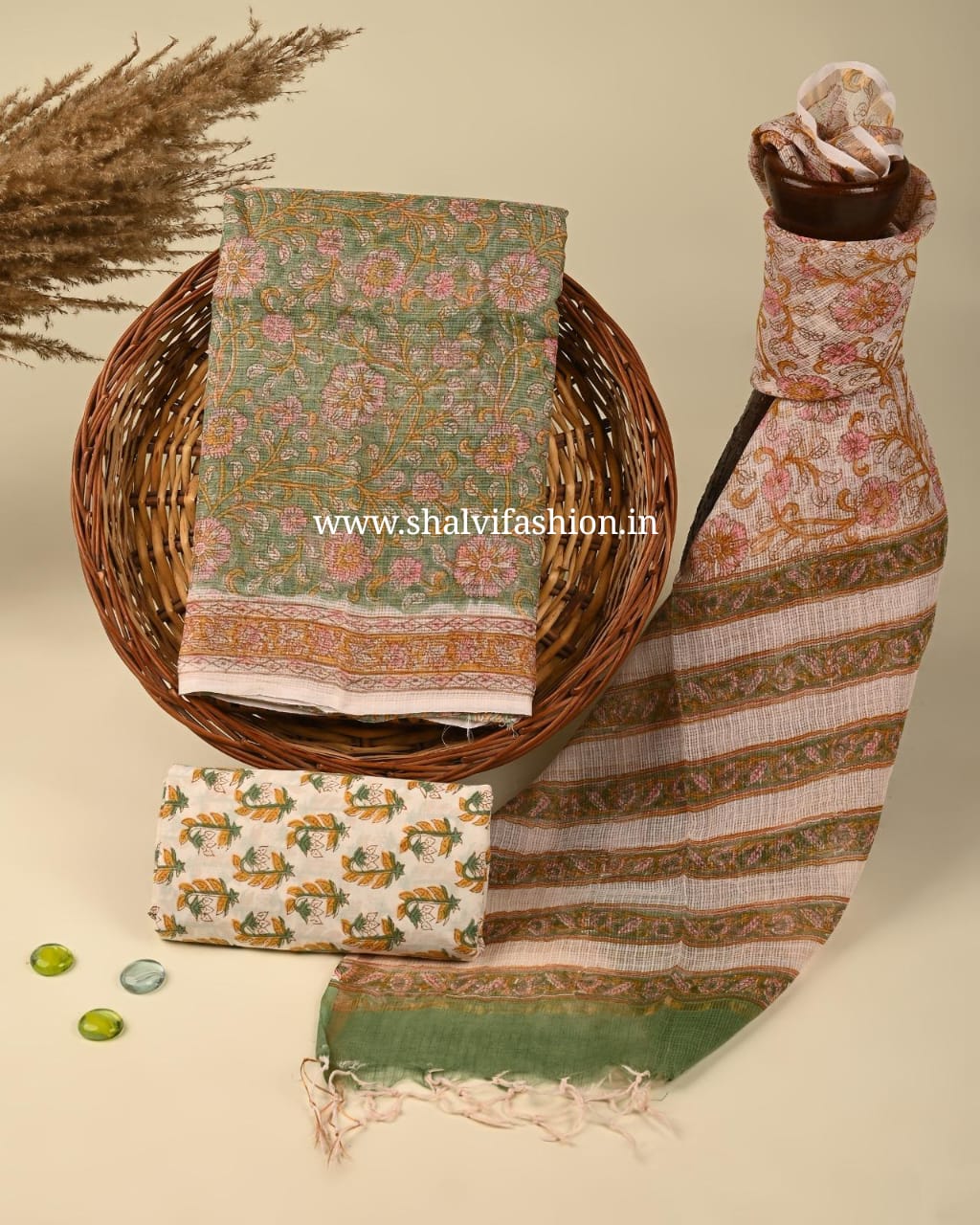 Shop jaipuri printed kota doria suits online shopping (3KD192)