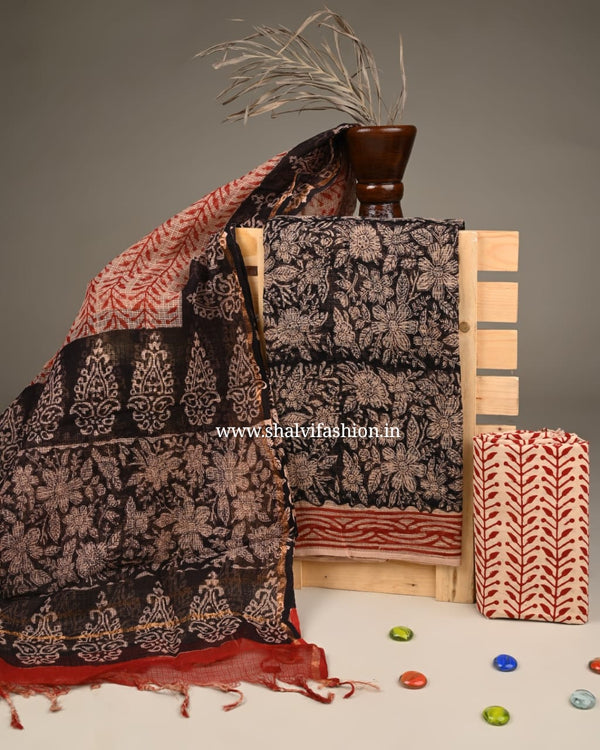 Shop unstitched bagru printed kota doria suits online (3KD204)