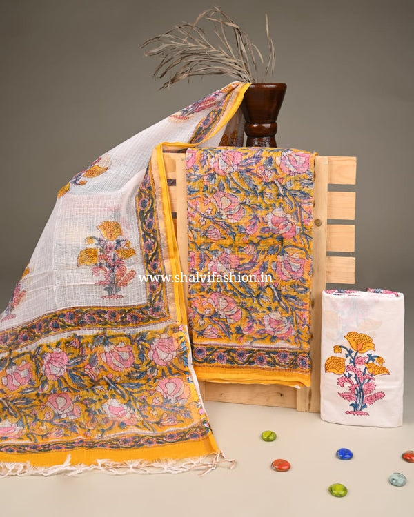 Shop block print kota doria suits (3KD206)