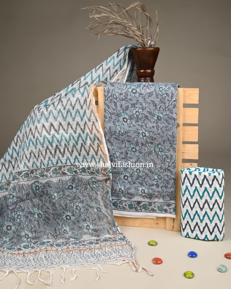 Shop hand block print kota doria suits online shopping (3KD207)