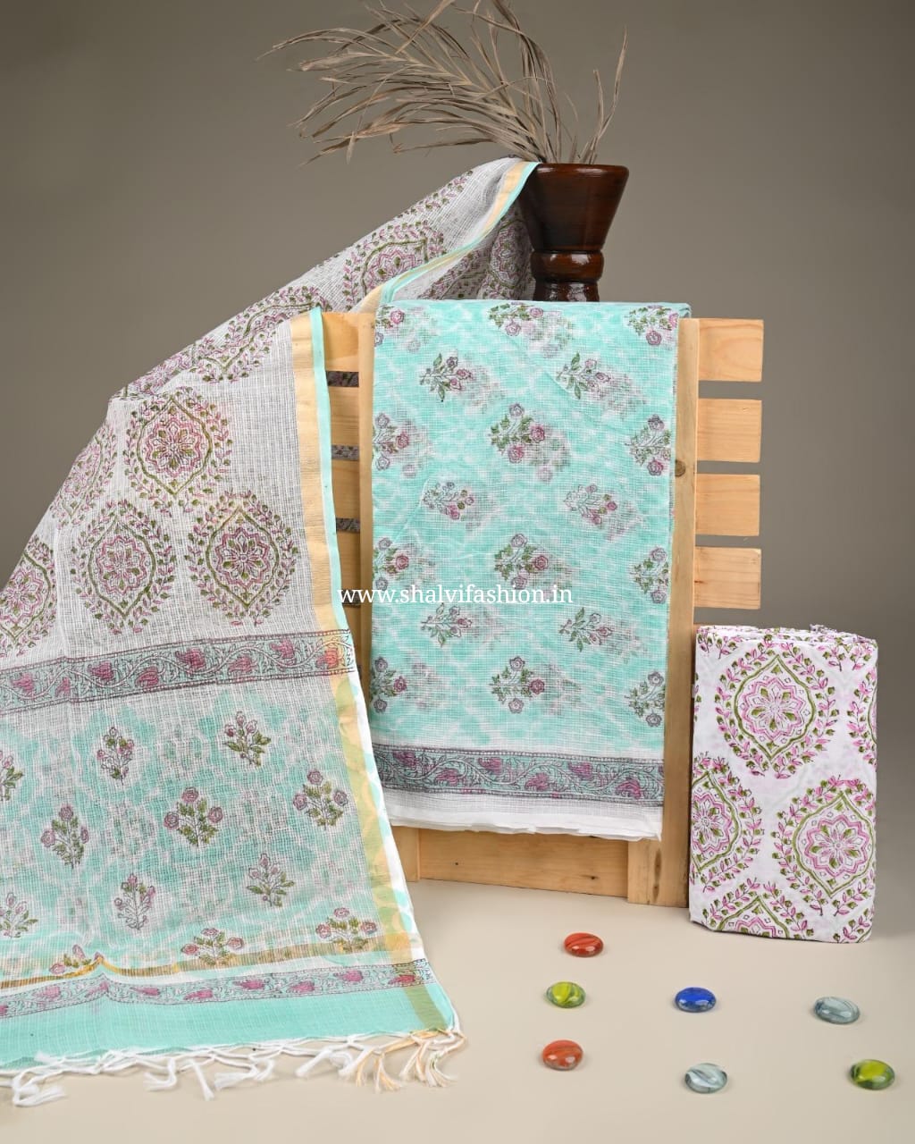 Shop sanganeri print kota doria suits online shopping (3KD221)