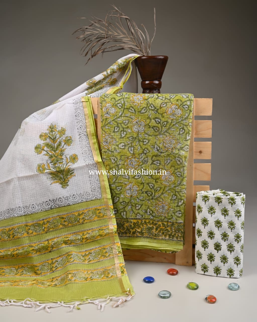 Shop hand block printed kota doria suits in jaipur (3KD236)
