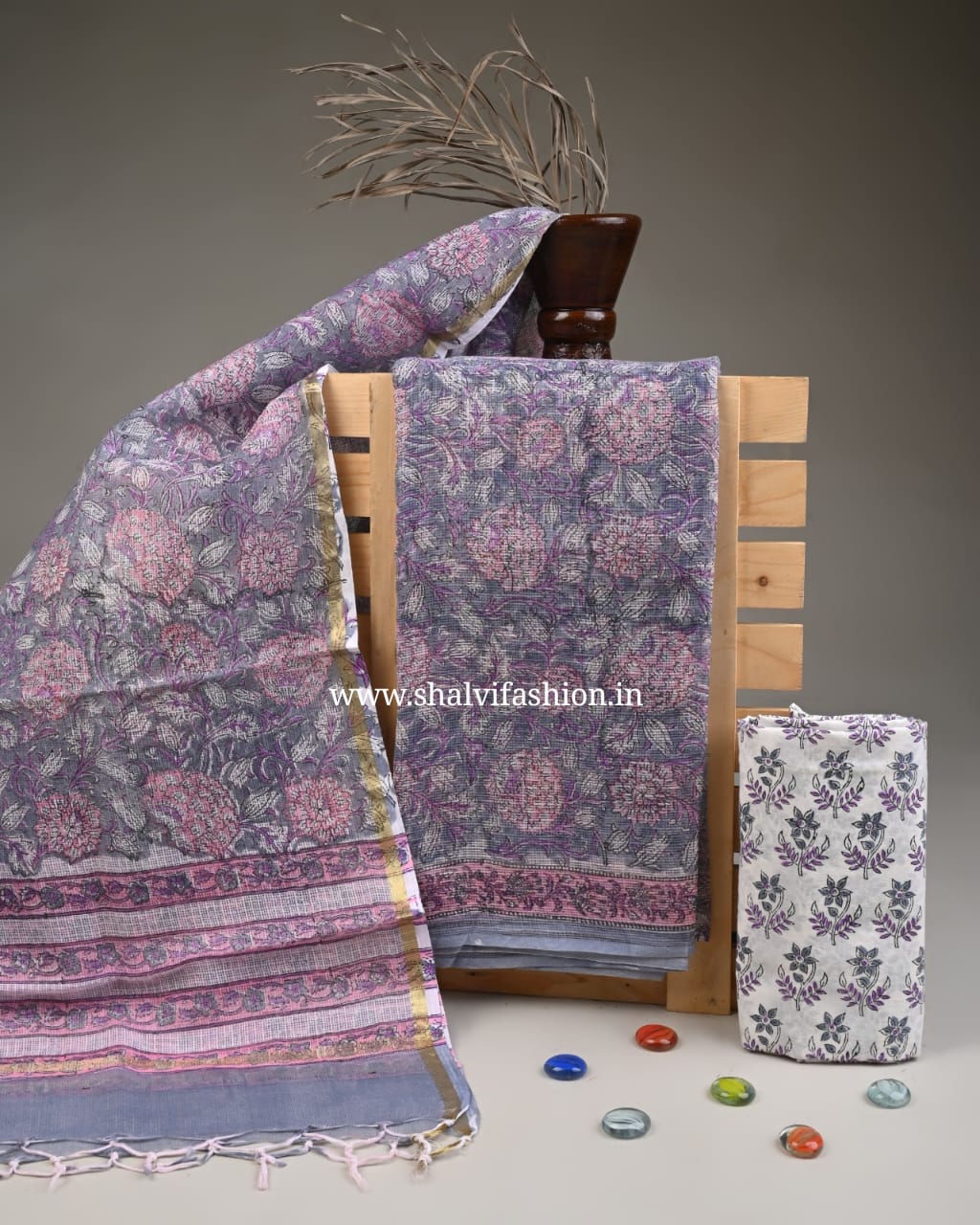 Shop block print kota doria suits online shopping (3KD240)