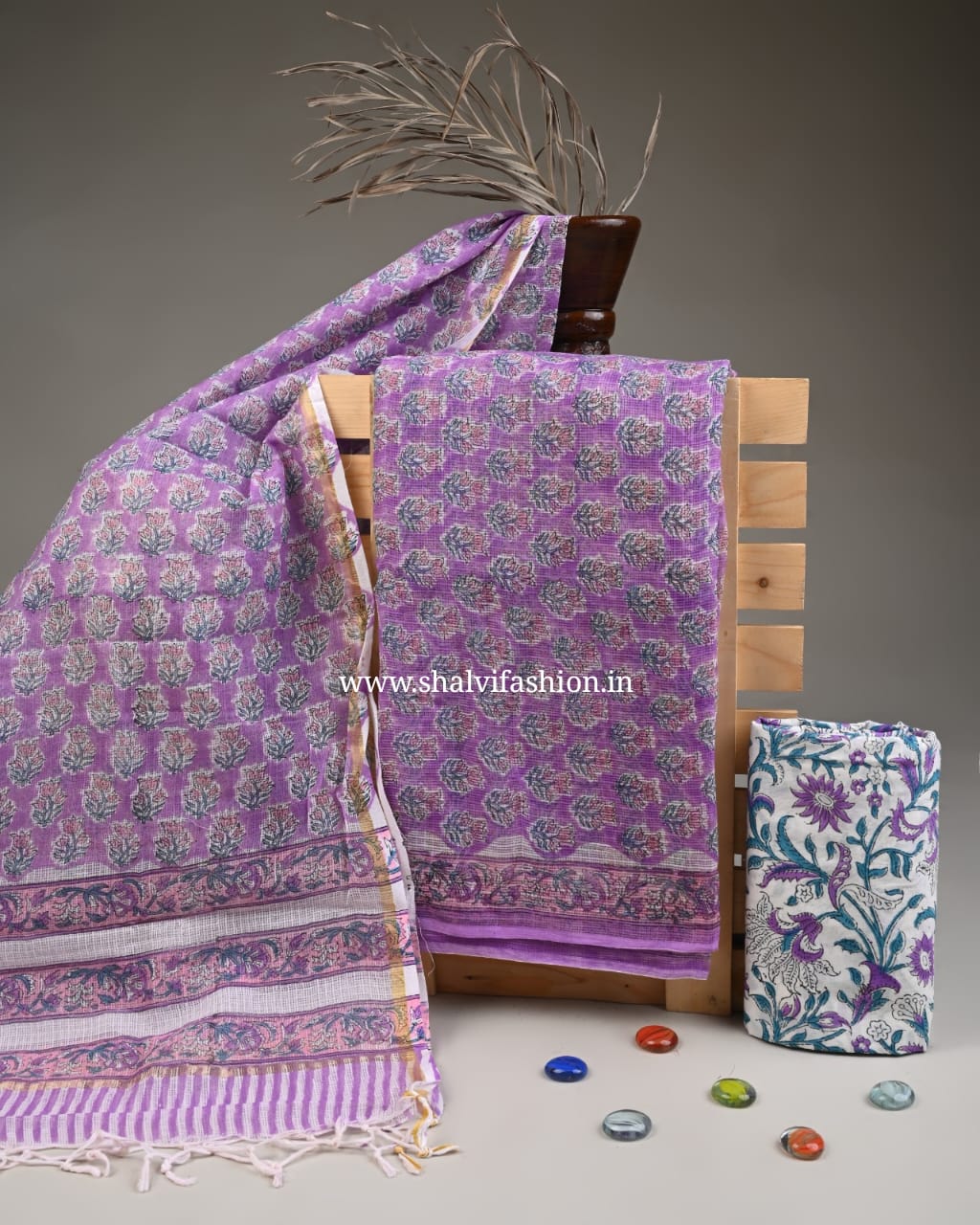 Shop unstitched block print kota doria suits (3KD242)