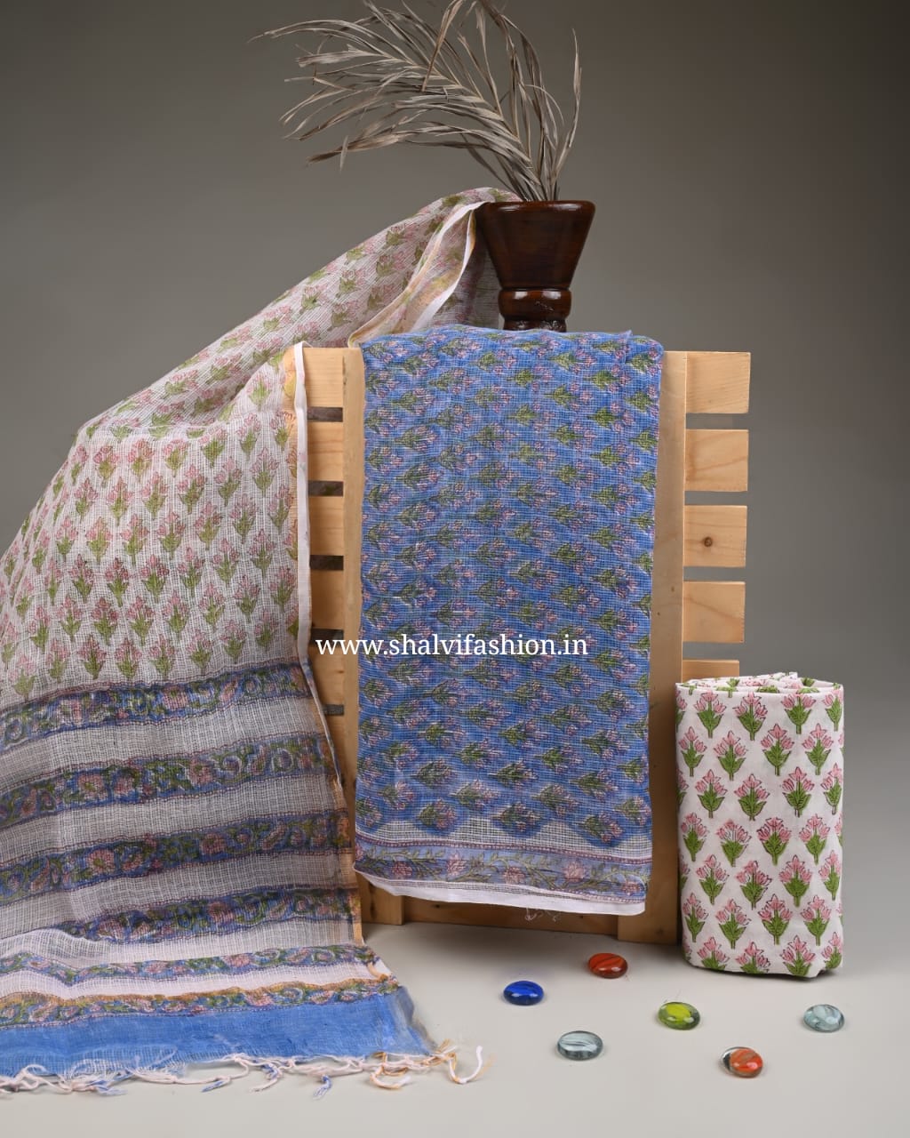 Shop hand block print kota doria suits (3KD243)